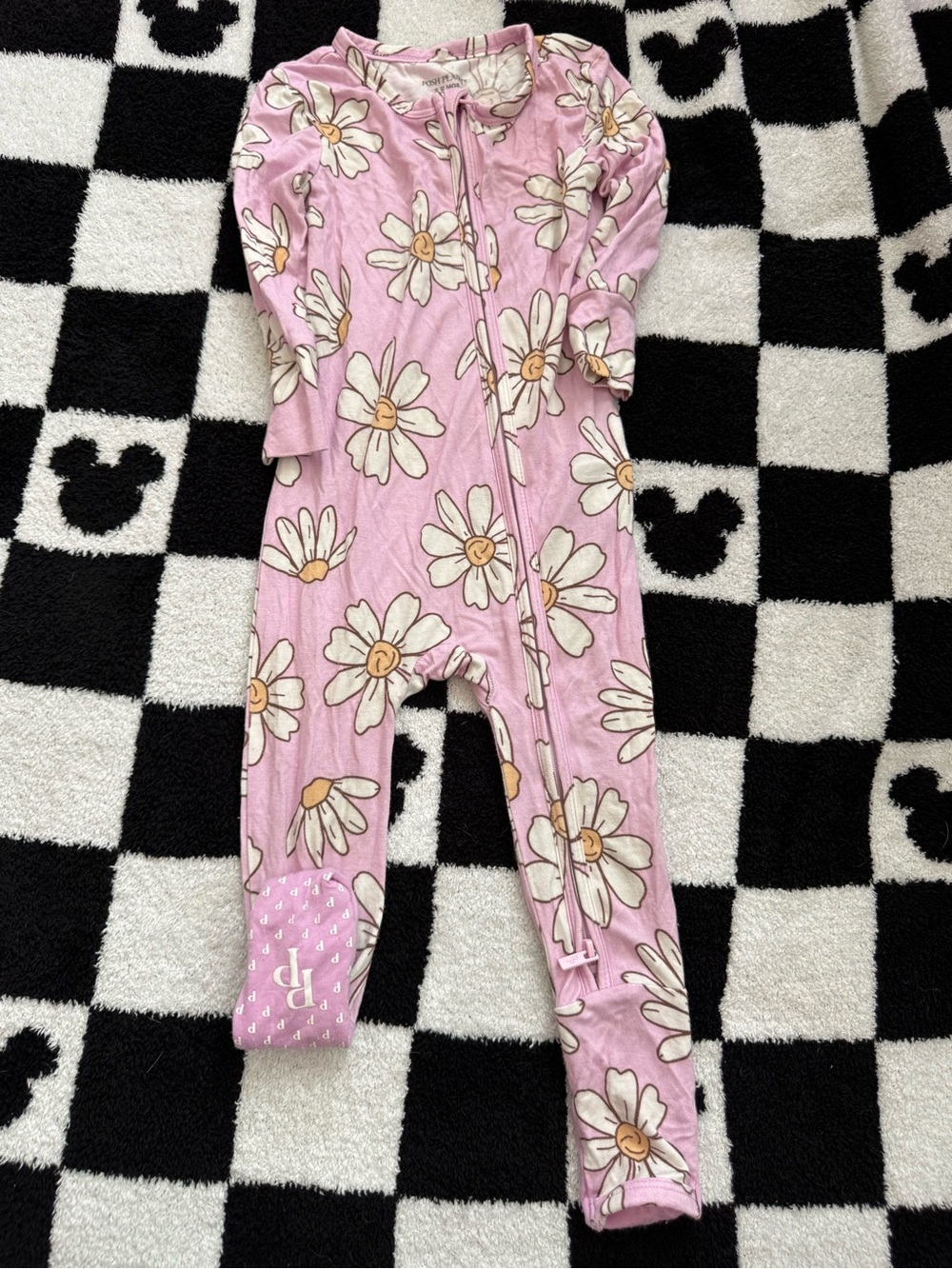 Posh Peanut Pink Daisy Print Footed One-Piece